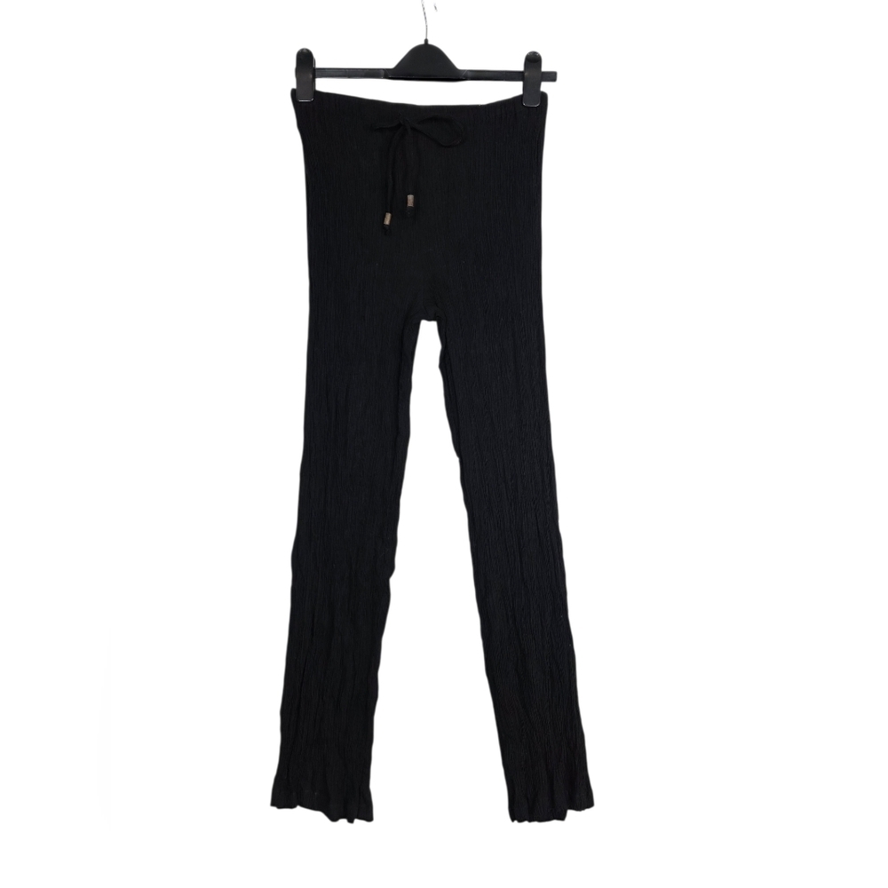 Zara Black Crinkle Knit Drawstring Lounge Pants